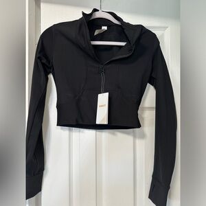 Black long sleeve spandex half zip up shirt